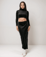 Σετ Βελουτέ Crop Top Χαμόγελο - Φούστα Midi Pencil