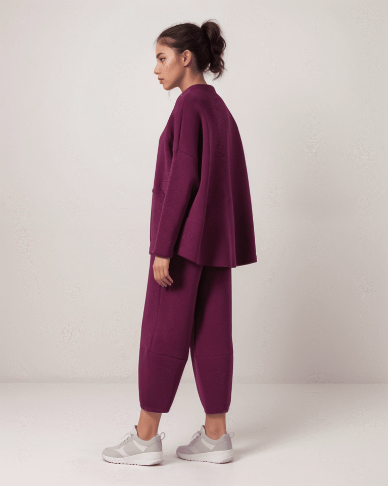 Σετ Φούτερ Χνούδι Μακρυμάνικη Μπλούζα Oversized Με Κλειστή Λαιμόκοψη - Παντελόνι Carrot Fit - Image 3