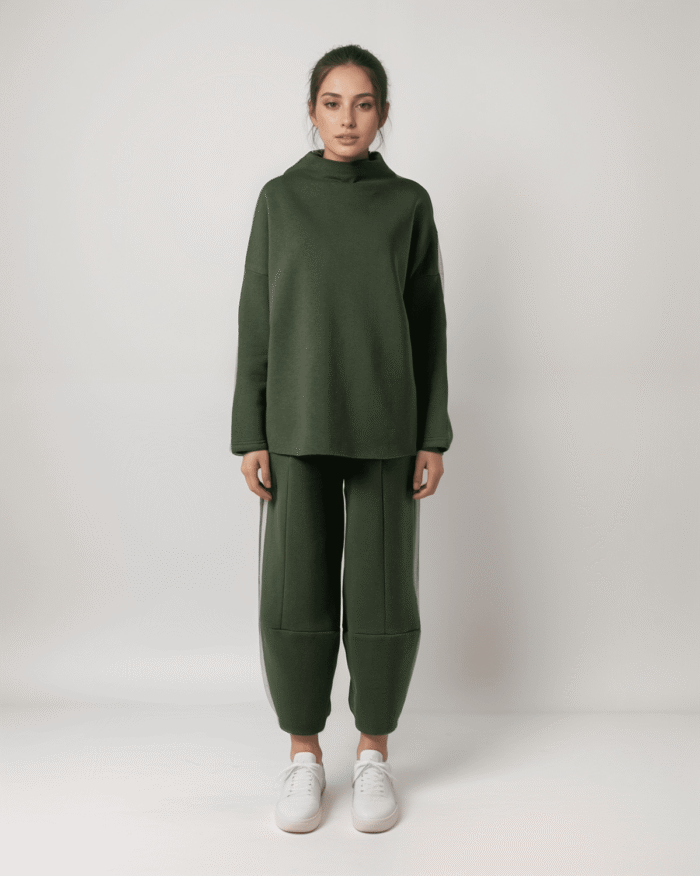 Σετ Φούτερ Χνούδι Μακρυμάνικη Μπλούζα Oversized Με Κλειστή Λαιμόκοψη - Παντελόνι Carrot Fit - Image 1