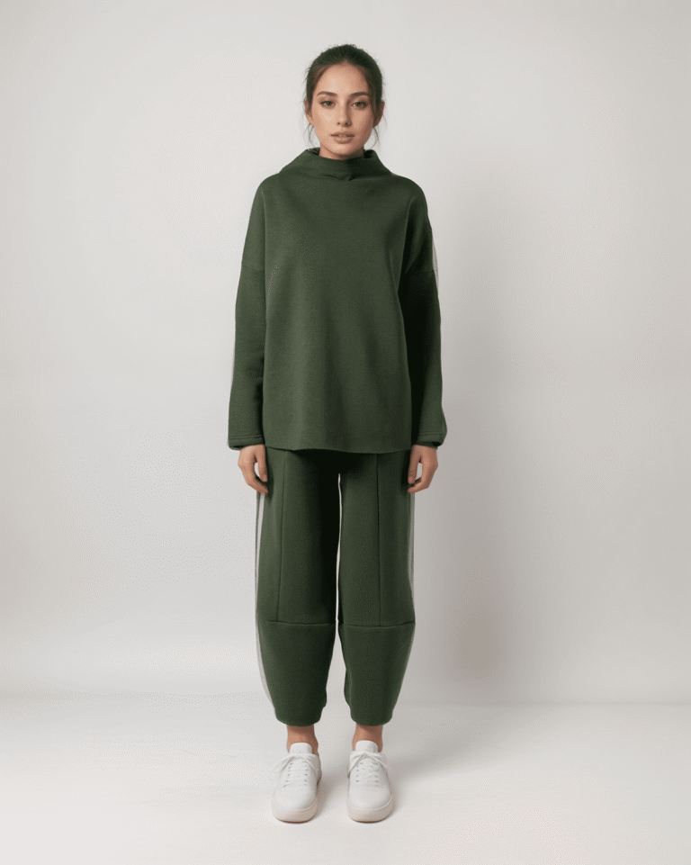 Σετ Φούτερ Χνούδι Μακρυμάνικη Μπλούζα Oversized Με Κλειστή Λαιμόκοψη - Παντελόνι Carrot Fit - Image 1