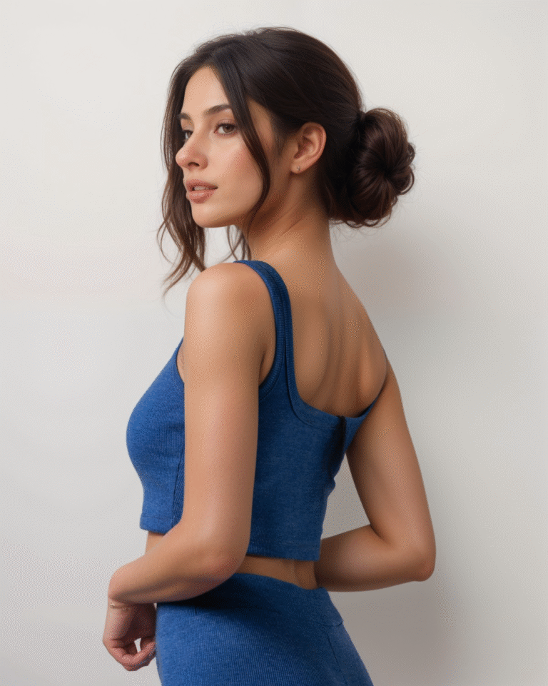 Σετ Ριπ Crop Top Αμάνικο - Κολάν Ποδηλατικό Ψηλόμεσο - Image 2