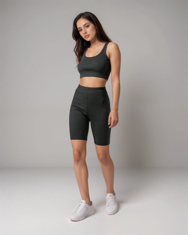 Σετ Ριπ Crop Top Αμάνικο - Κολάν Ποδηλατικό Ψηλόμεσο - Image 1