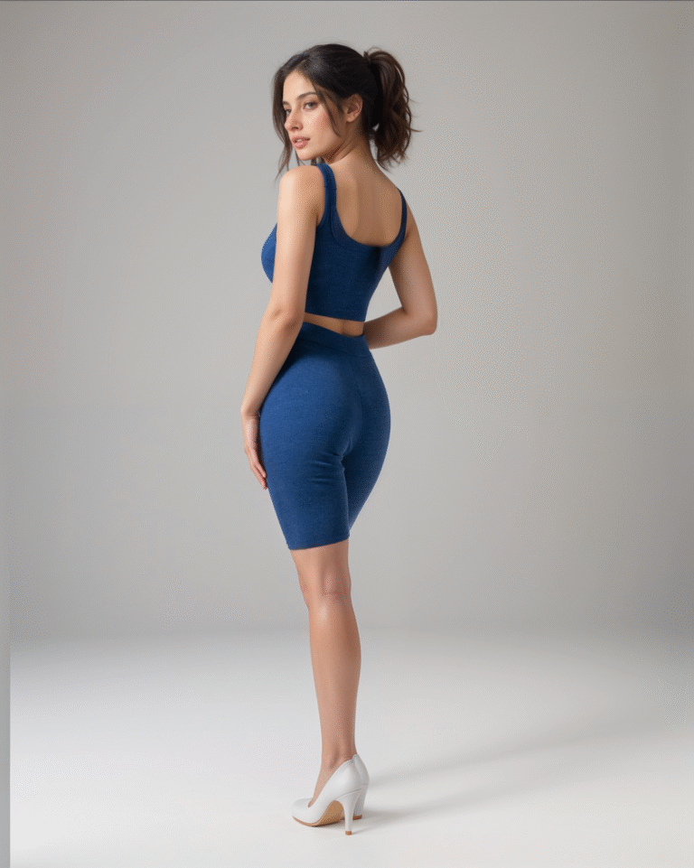 Σετ Ριπ Crop Top Αμάνικο - Κολάν Ποδηλατικό Ψηλόμεσο - Image 3