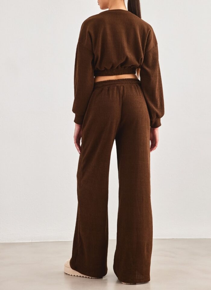 Σετ Crop Μπλούζα Με Wide Leg Παντελόνι - Image 2