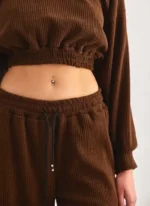 Σετ Crop Μπλούζα Με Wide Leg Παντελόνι - Image 4