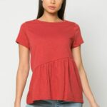 T-Shirt Ασύμμετρο Με Βολάν