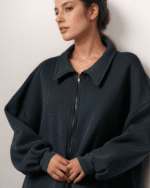 Ζακέτα Φούτερ Χνούδι Oversized Με Γιακά - Image 2