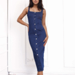 Midi Jean Φόρεμα Με Τιράντες