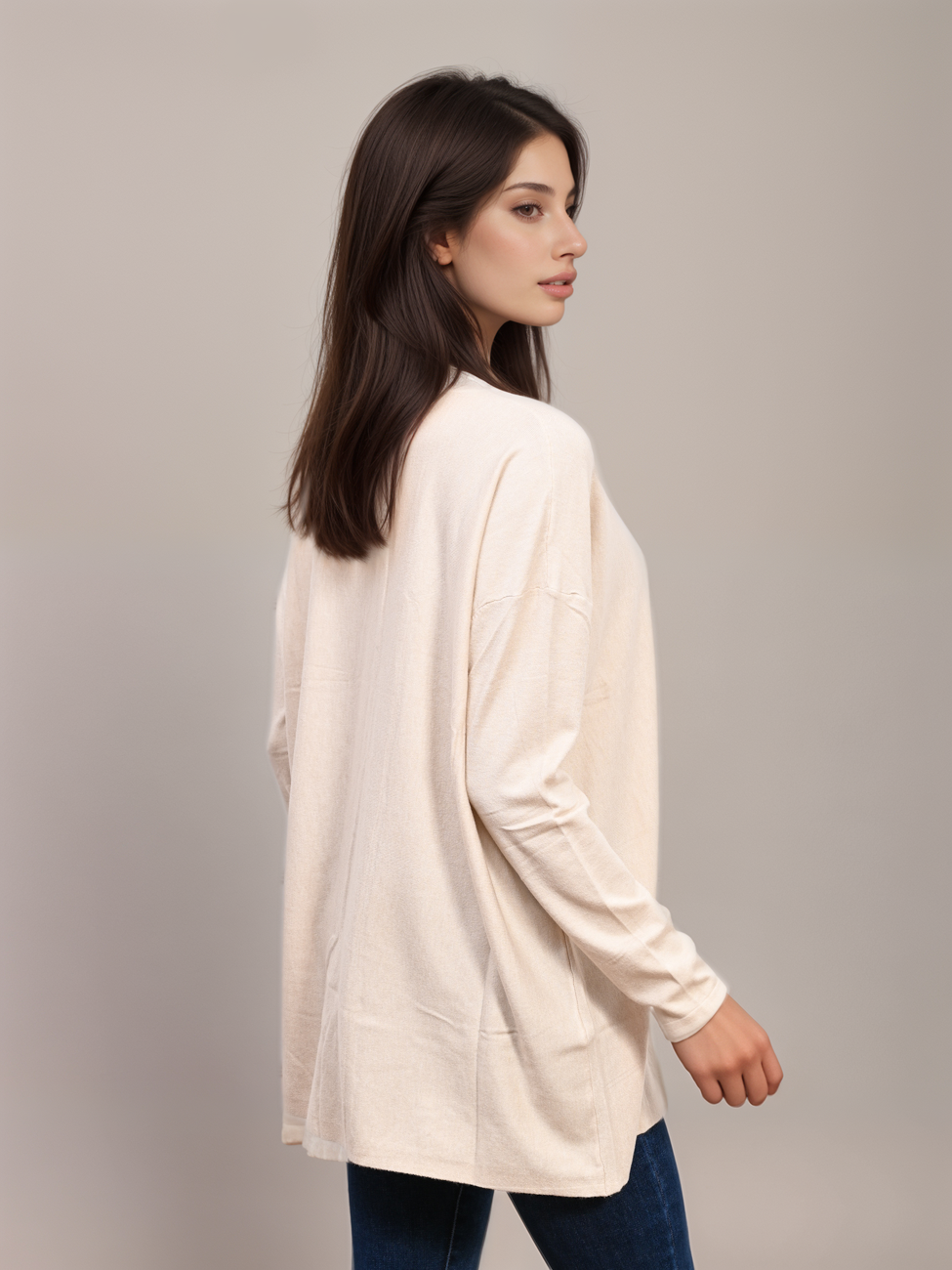 8203-21_X-Design Oversized Basic Πλεκτή Μπλούζα - Image 3