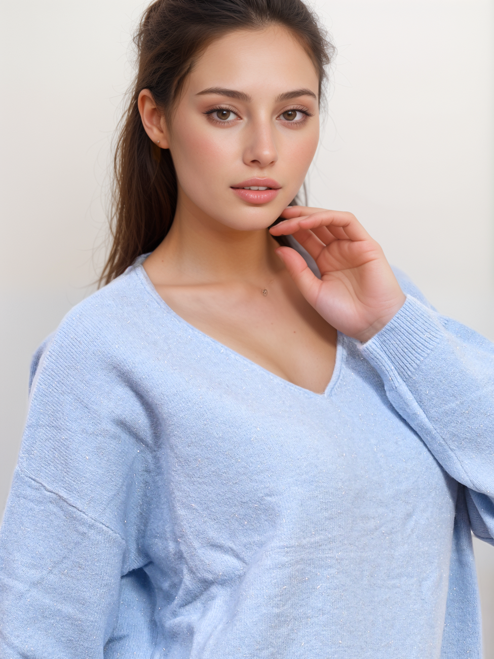 8216-2-1_X-Design Πλεκτή Μπλούζα Oversized V Με Lurex - Image 9