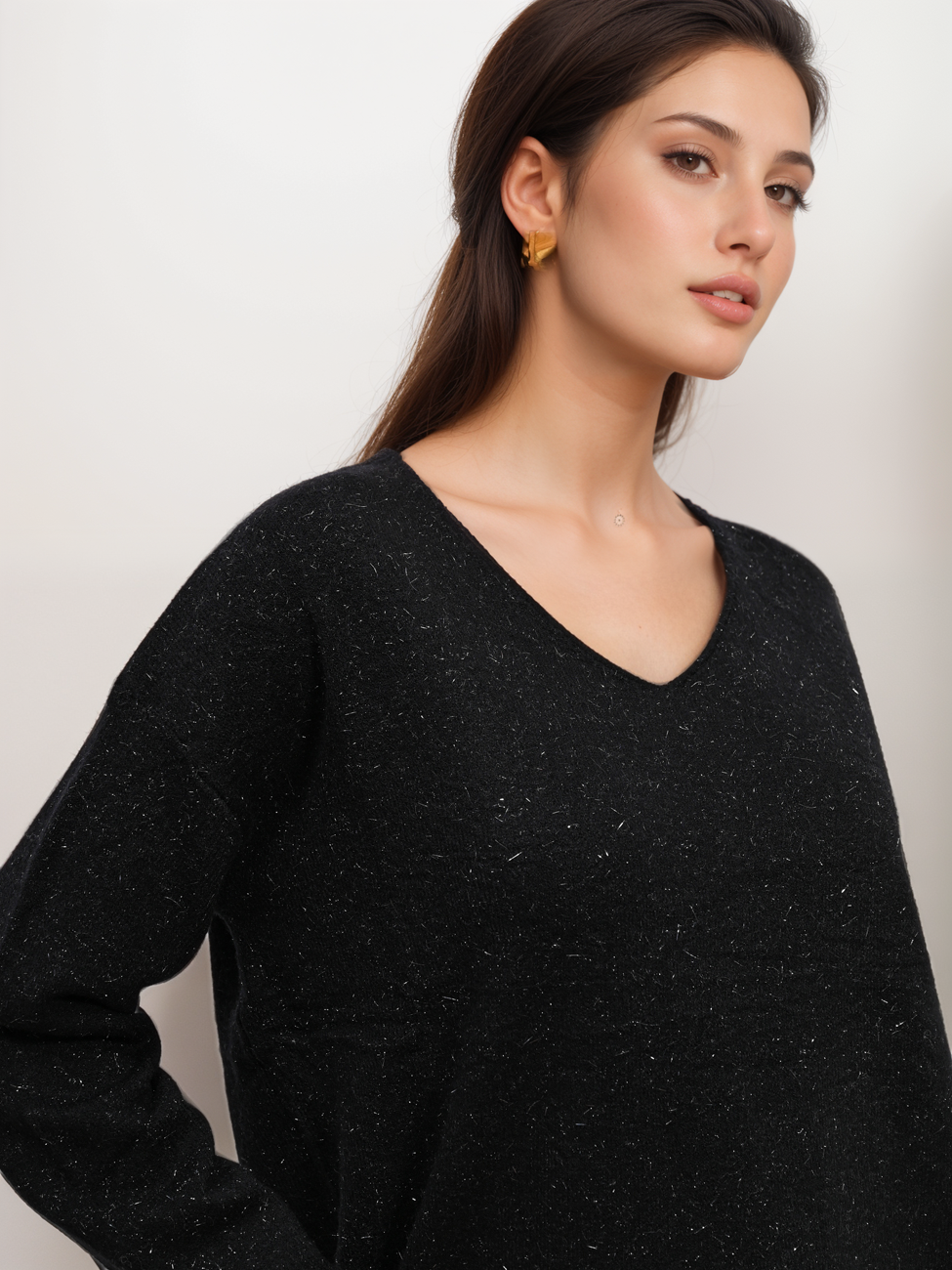8216-2-5_X-Design Πλεκτή Μπλούζα Oversized V Με Lurex - Image 7