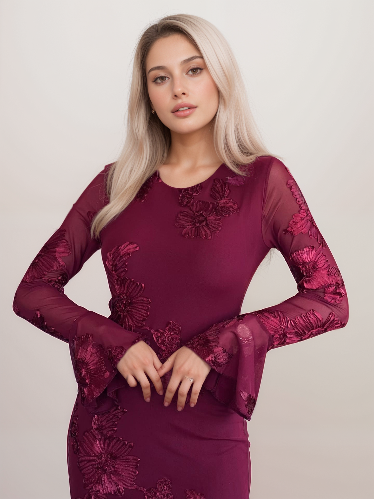 IMG_1671_X-Design Φόρεμα Με Ανάγλυφα Λουλούδια - Image 5