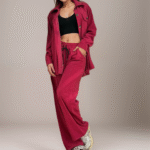 Κοτλέ Σετ,Πουκάμισο Και Παντελόνι Με Λάστιχο Και Κορδόνι