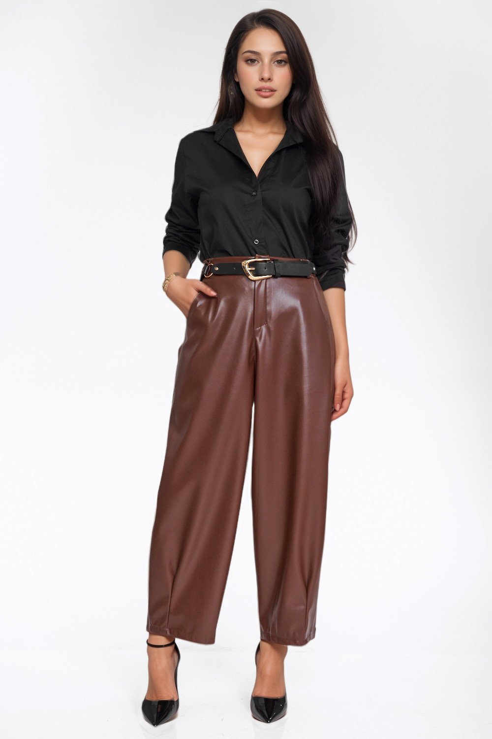 IMG_9176_X-Design Παντελόνι Δερματίνη Barrel Fit - Image 1