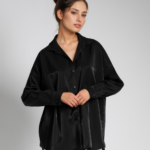 Πουκάμισο Μακρυμάνικο Με Γυαλιστερή Όψη Και Κουφόπιετα Στην Πλάτη