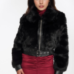 Jacket Γούνινο Με Δερματίνη Και Ζωνάκι