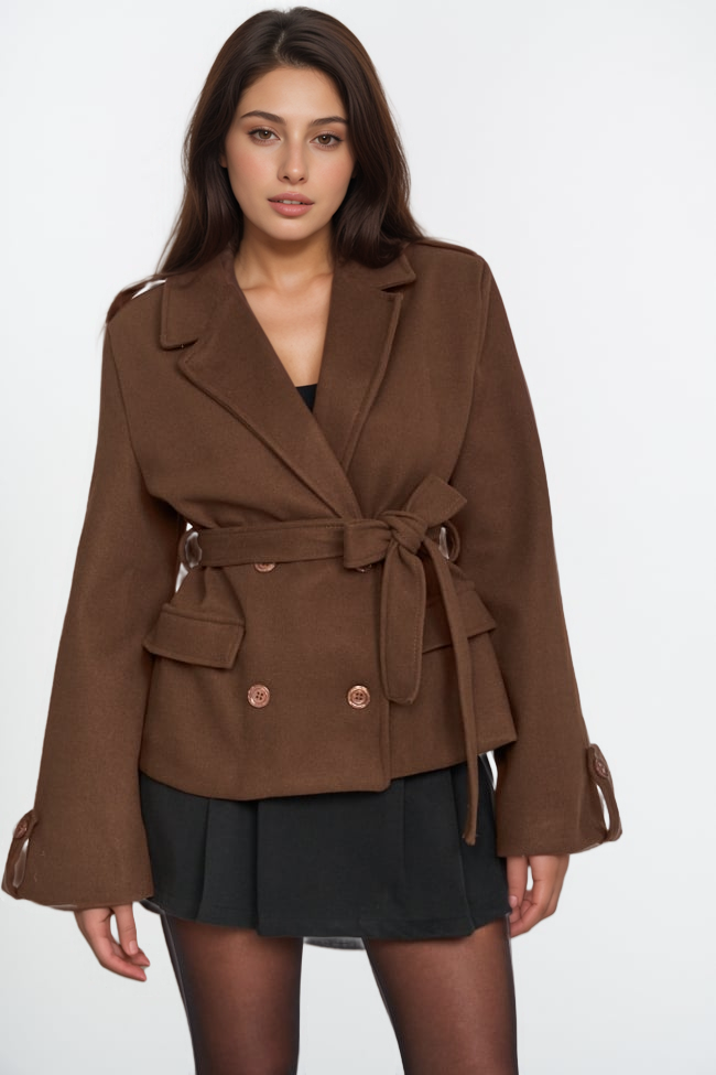 palto-cropped-me-zwni-10087348-2yen_X-Design Παλτό Cropped Με Ζώνη - Image 1